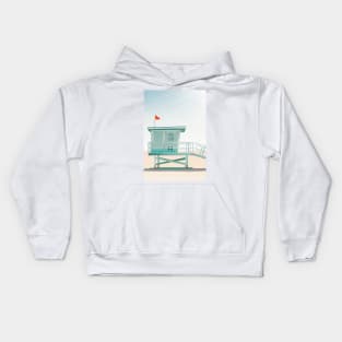 Summer Day Ocean Lifeguard Station Kids Hoodie